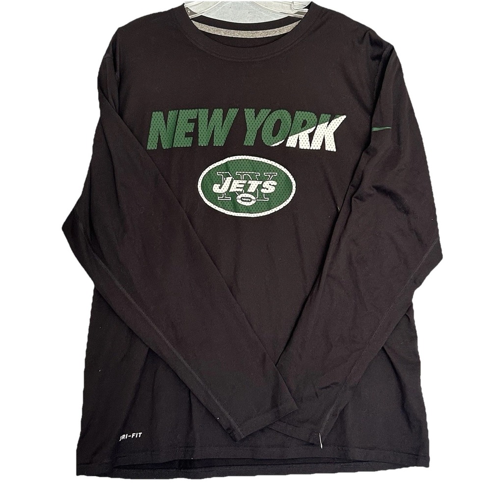 Nike Dri-Fit New York Jets NFL Long Sleeve Pullover Shirt Black Men's Size XL